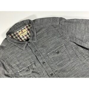 Woolrich Mens XL Gray Short Sleeve Button Down Shirt Cotton Workwear Classic Fit